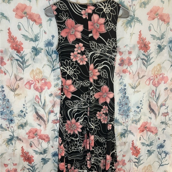 Vintage Black and Pink Sleeveless V-Neck Sheath Dress - Picture 7 of 9